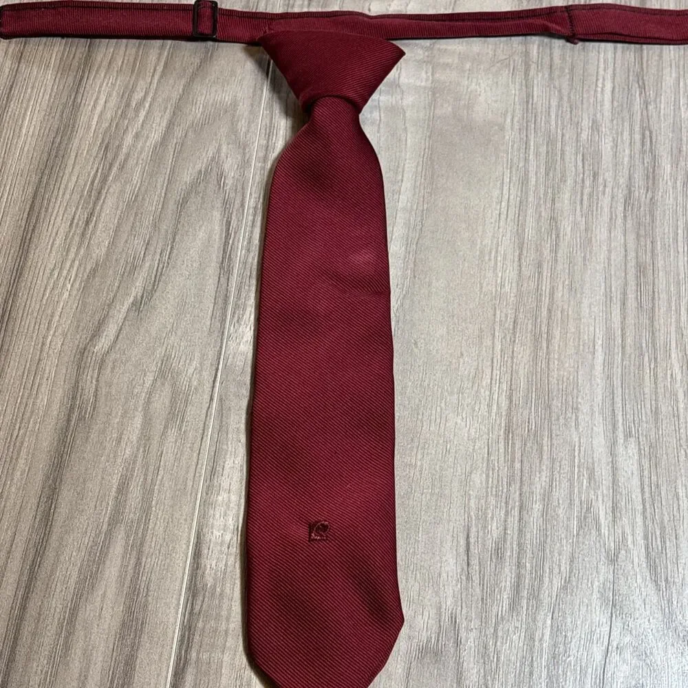 Pierre Cardin Boys Clip Adjustable Necktie Maroon